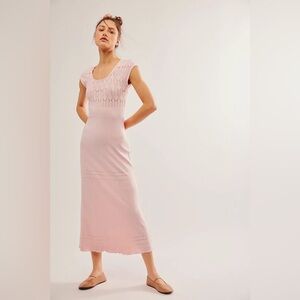 NWT Free People Robin Seamless Pink Midi Dress Sz XS / S